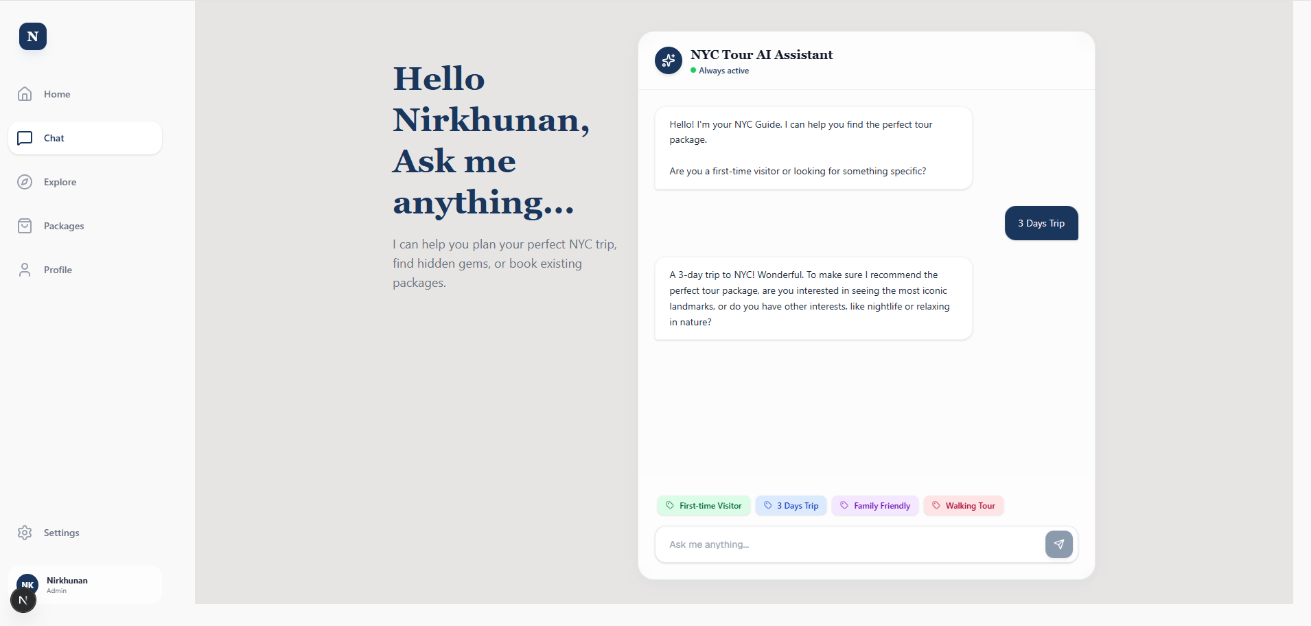 Step 1: Full application interface showing welcome screen